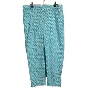 Talbots Turquoise and White Patterned Perfect Crop Capris Sz 10
